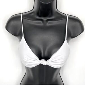 NWT Naked Wardrobe Swim Knotted Bikini Top White Size Large